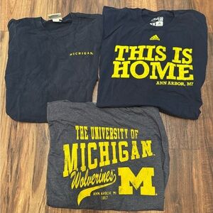 Lot of 3 University of Michigan T-Shirts - Navy and Gray